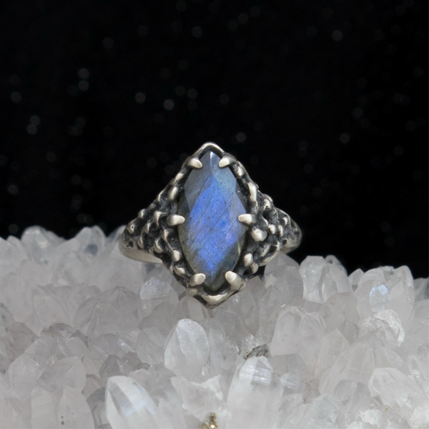 Aphrodite Ring (Labradorite and Rainbow Moonstone)