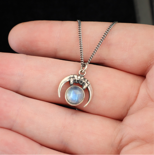 Luna Obscura Pendant - Rainbow Moonstone - 16 inches - Ready to ship