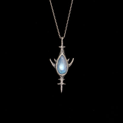 Dagon Pendant - Rainbow Moonstone - 16 inches - Ready To Ship (second)