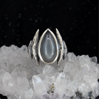 Lestat Ring - Grey Moonstone - Size 8.25 - Ready to ship