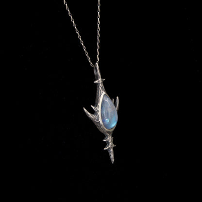 Dagon Pendant - Rainbow Moonstone - 16 inches - Ready To Ship (second)