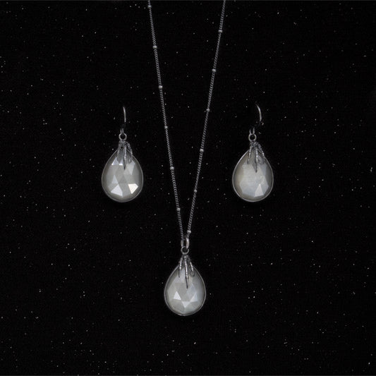 Eyrie Earrings and Pendant Set - Grey Moonstone - Ready to Ship