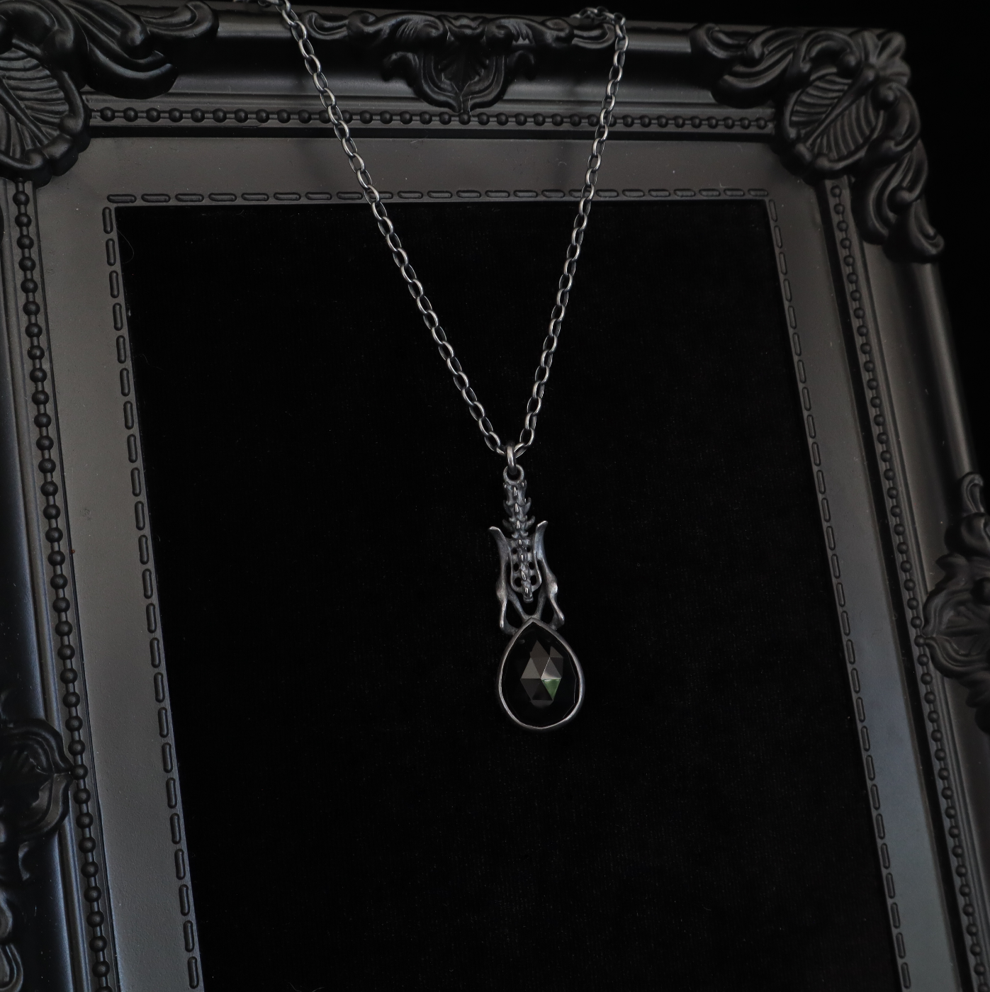 Black Death Pendant - Onyx - 18 inches - Ready to Ship