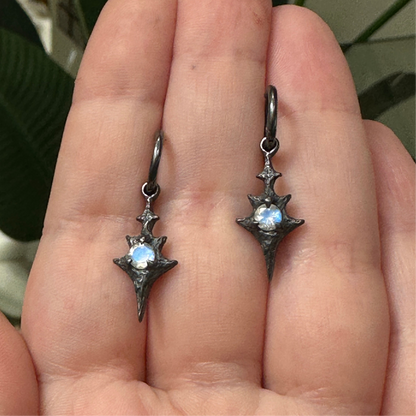 Eldritch Hoop Earrings - Rainbow Moonstone - Ready to Ship