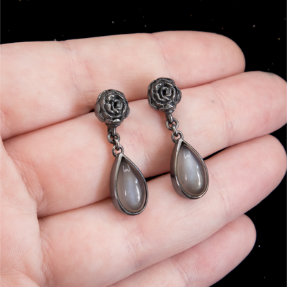 Anjelica Earrings - Grey Moonstone - Ready to Ship