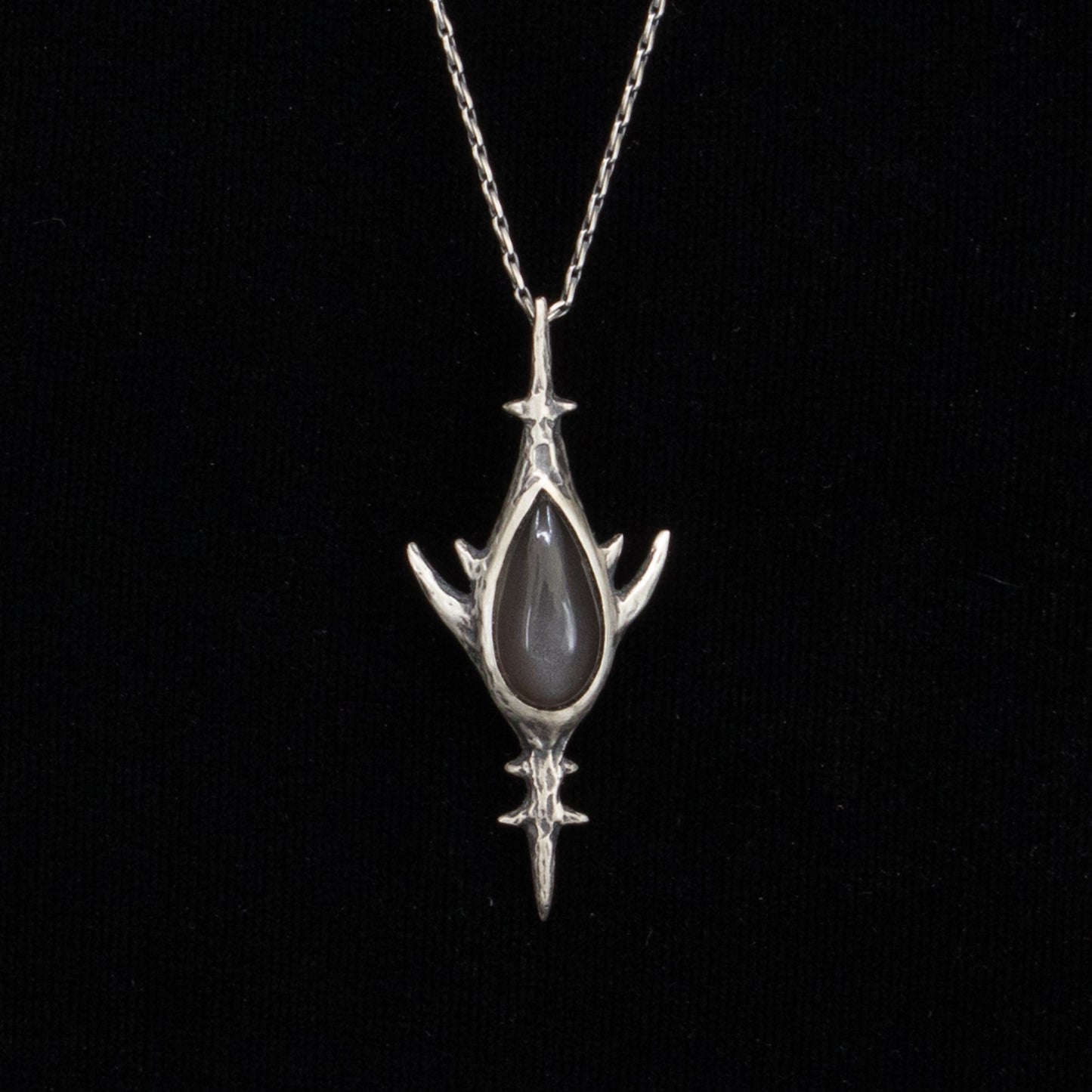 Dagon Pendant - Grey Moonstone - 20 inches - Ready To Ship