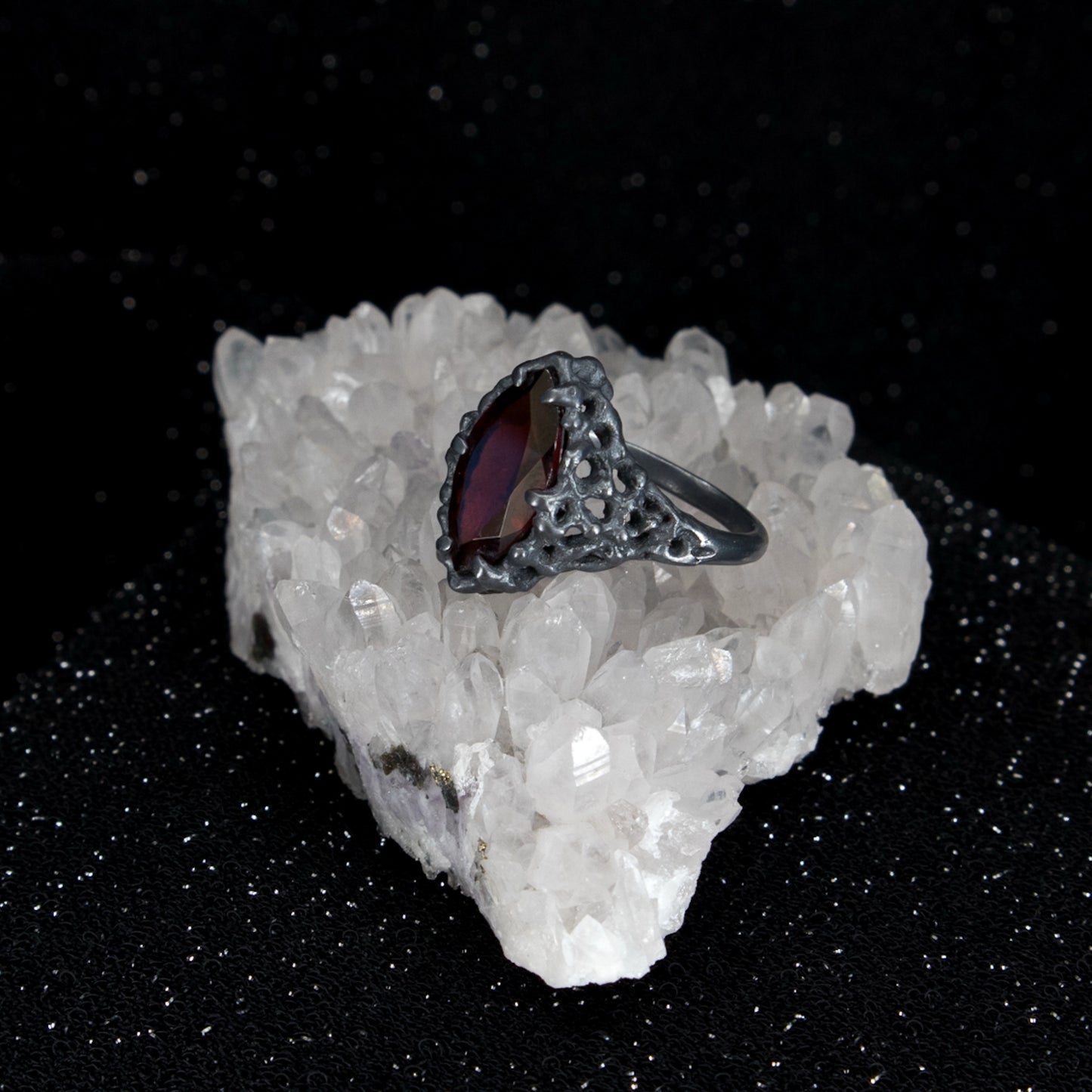 Aphrodite Ring - Garnet - Size 6.75 - Ready to Ship