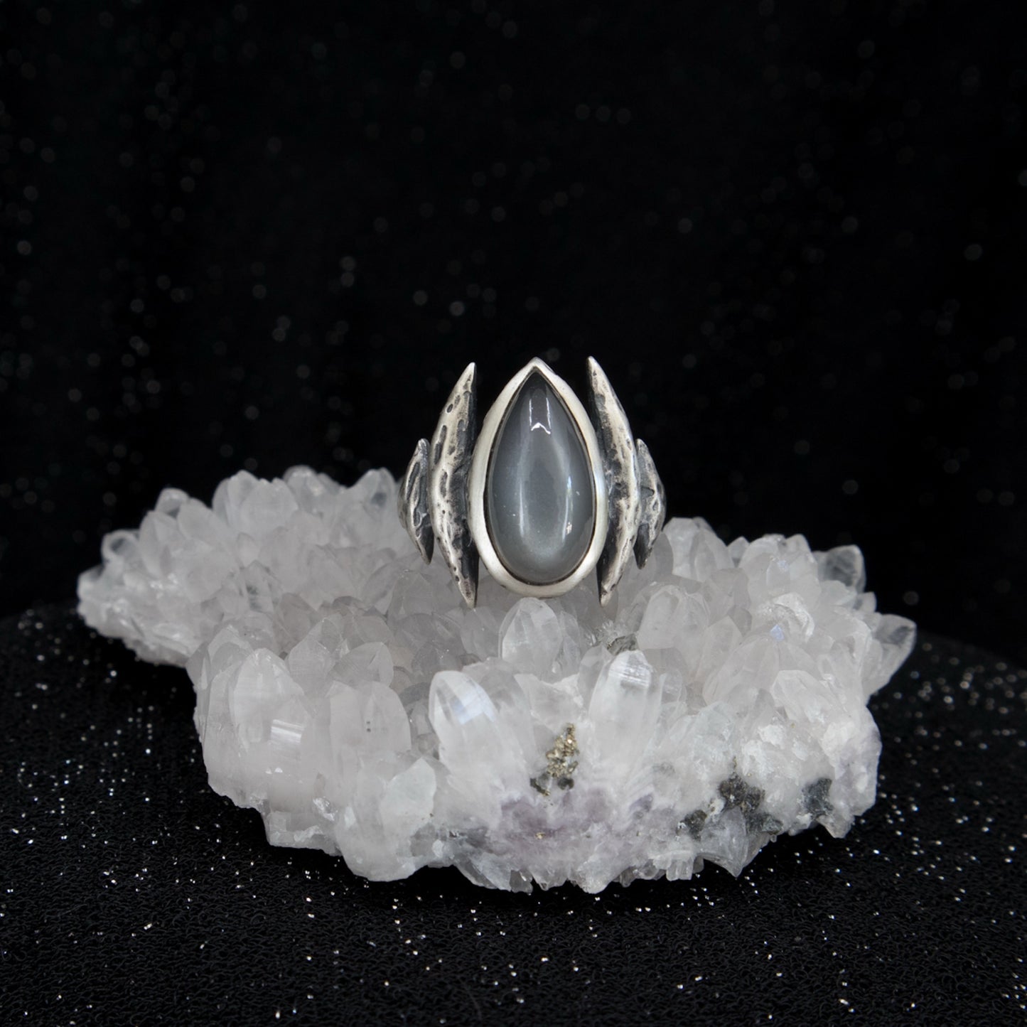 Lestat Ring - Grey Moonstone - Size 8.25 - Ready to ship