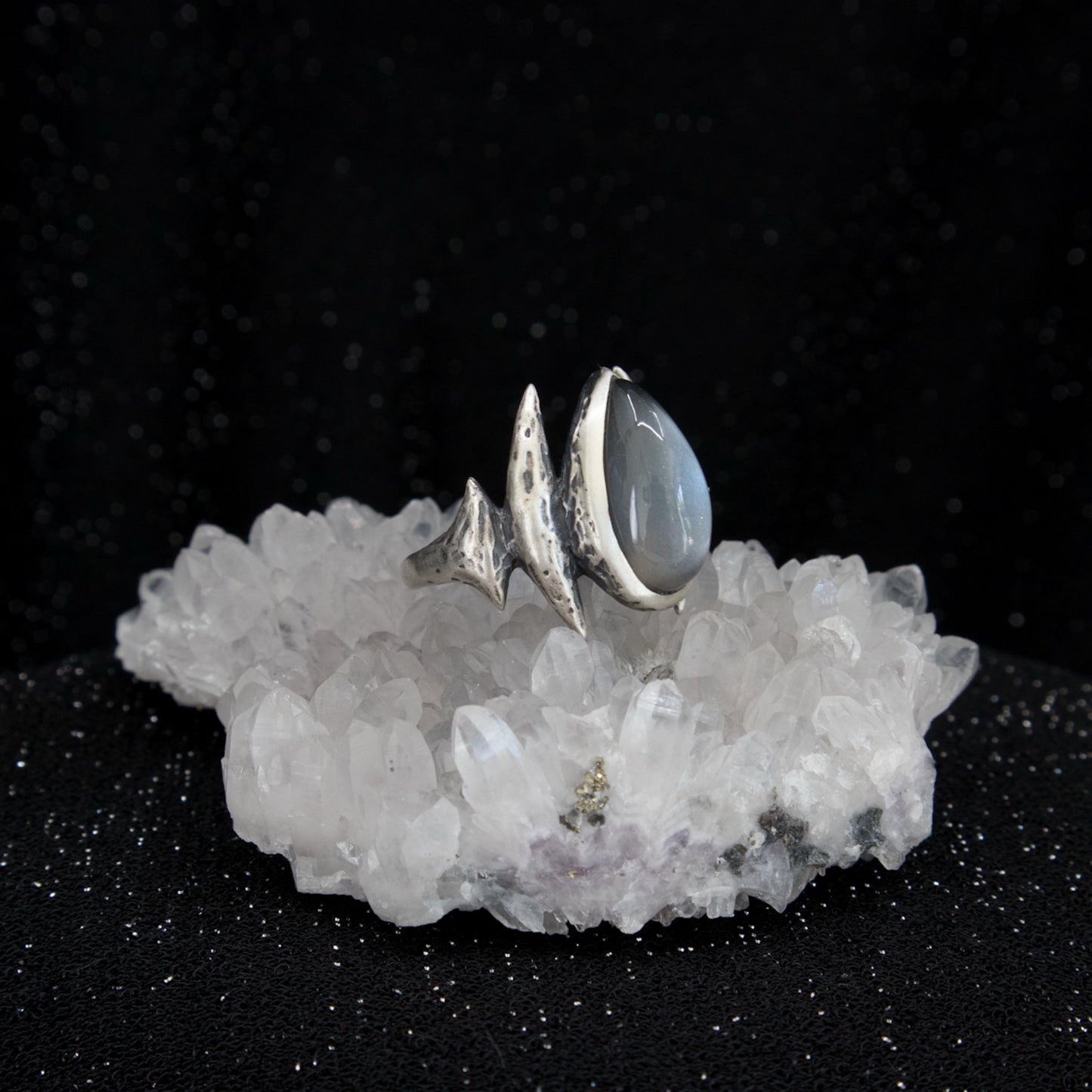 Lestat Ring - Grey Moonstone - Size 8.25 - Ready to ship