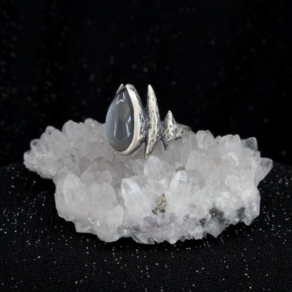 Lestat Ring - Grey Moonstone - Size 8.25 - Ready to ship