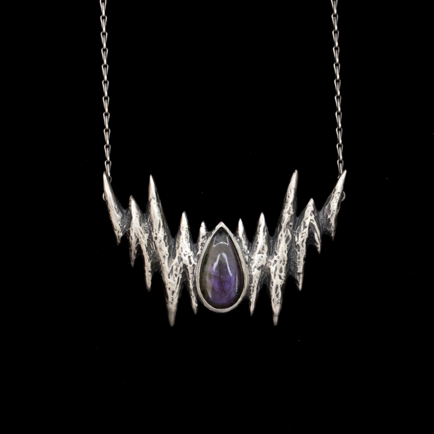 Nosferatu Necklace - Purple Labradorite 16-20 inches - Ready To Ship