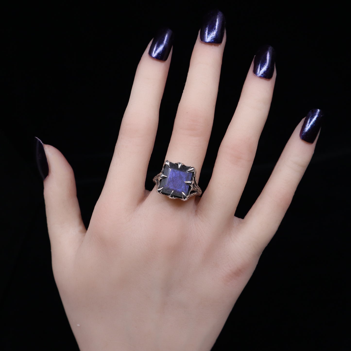 The Dark Embrace Ring (Labradorite and Purple Labradorite version)