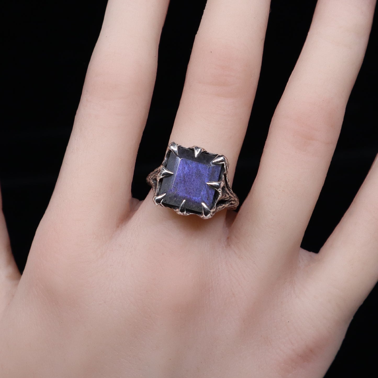 The Dark Embrace Ring (Labradorite and Purple Labradorite version)