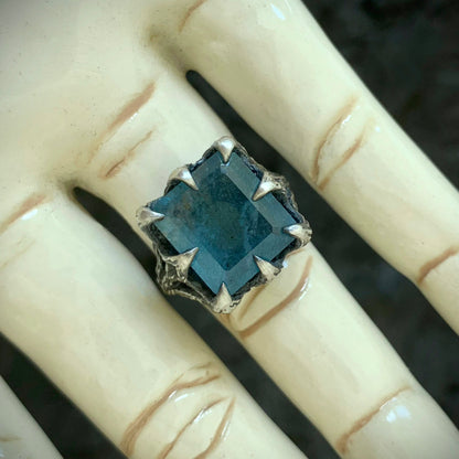 The Dark Embrace Ring (Moss Aquamarine version)