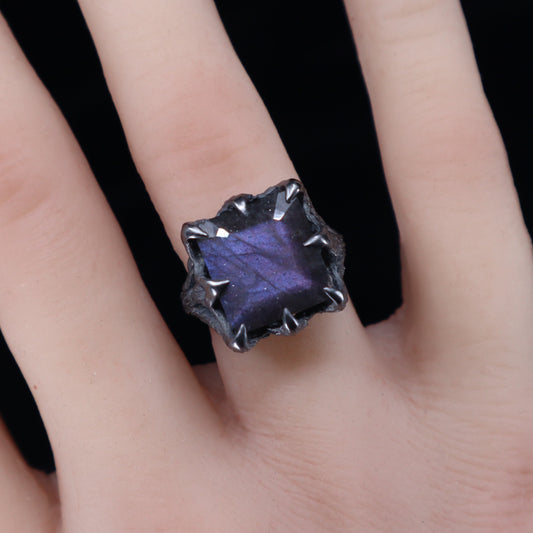 The Dark Embrace Ring (Labradorite and Purple Labradorite version)