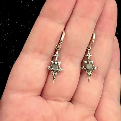 Eldritch Hoop Earrings - Ready To Ship - Grey Moonstone