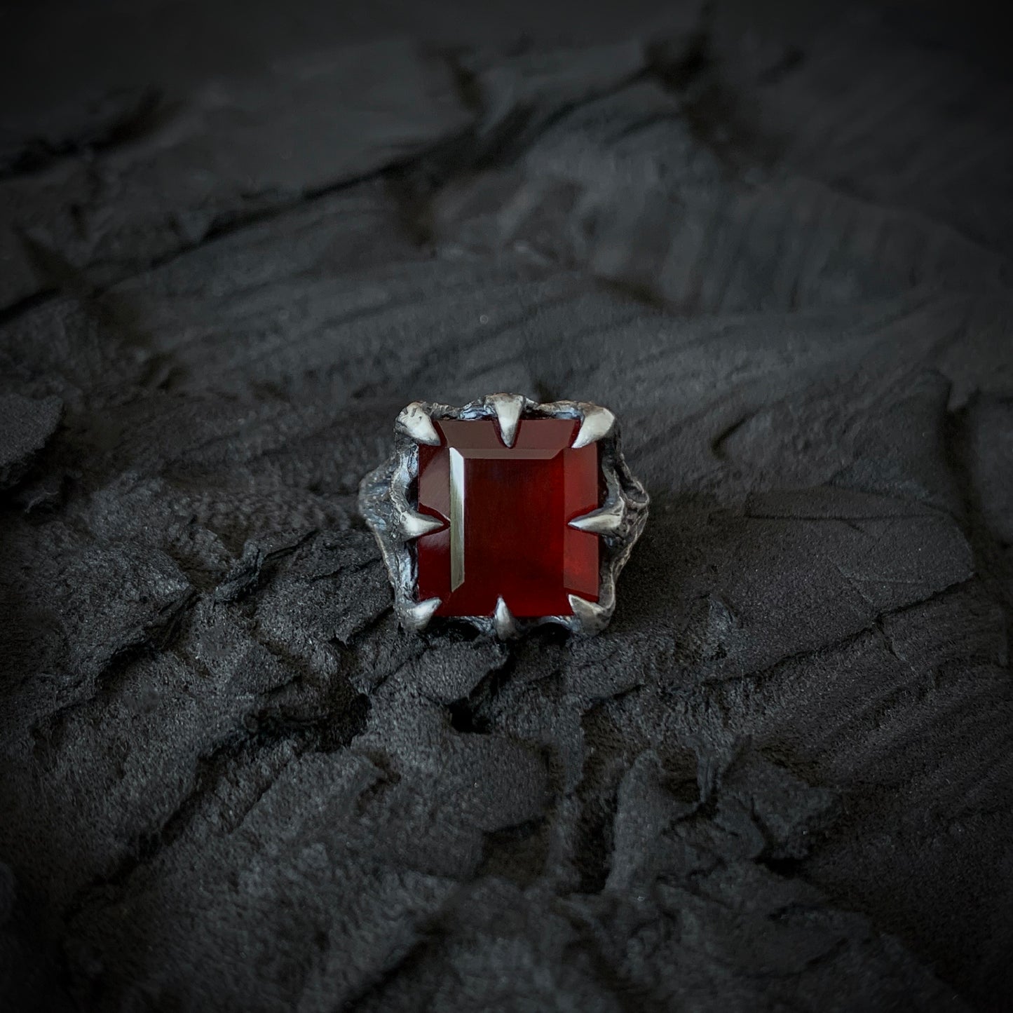 The Dark Embrace Ring - (Garnet and Onyx versions)