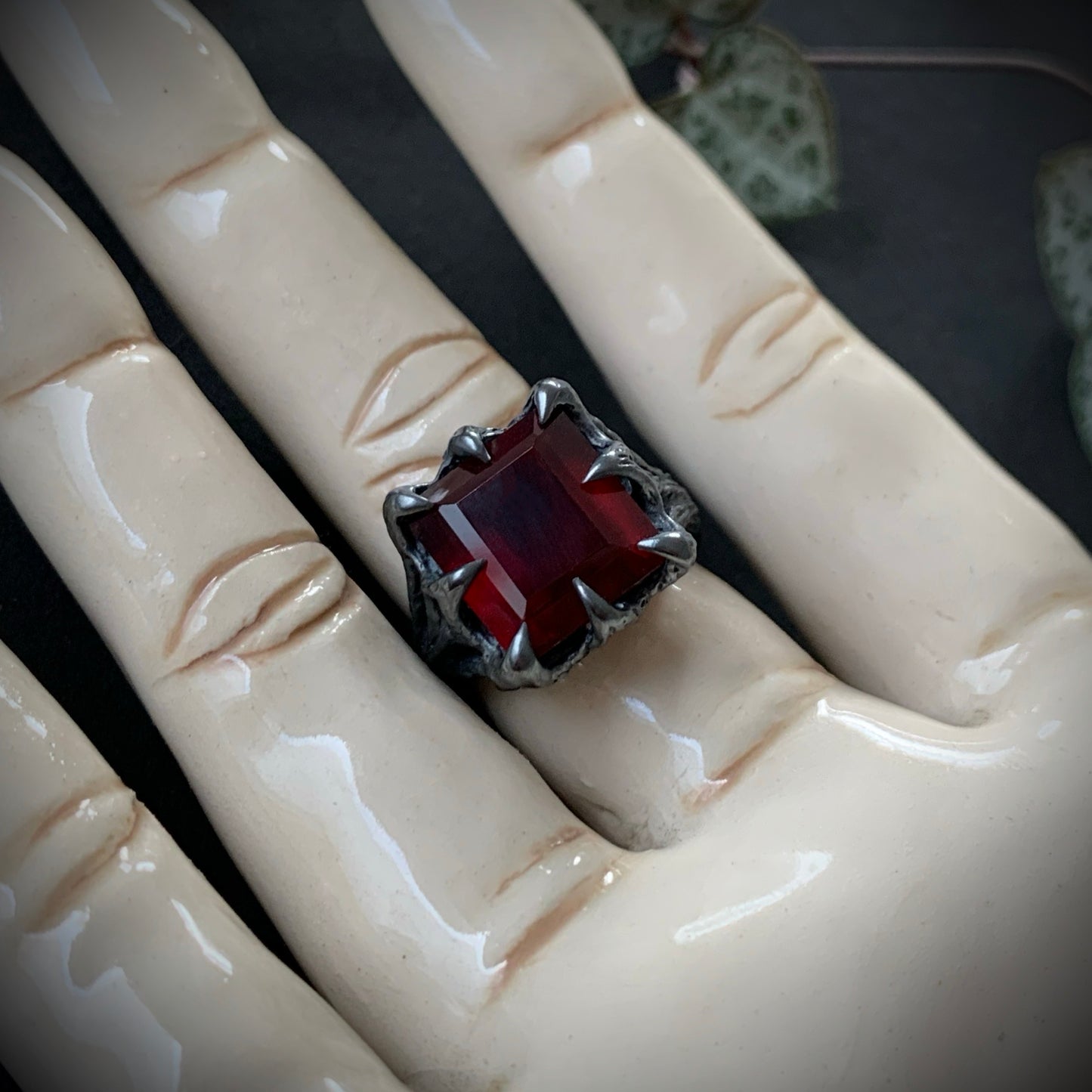 The Dark Embrace Ring - (Garnet and Onyx versions)