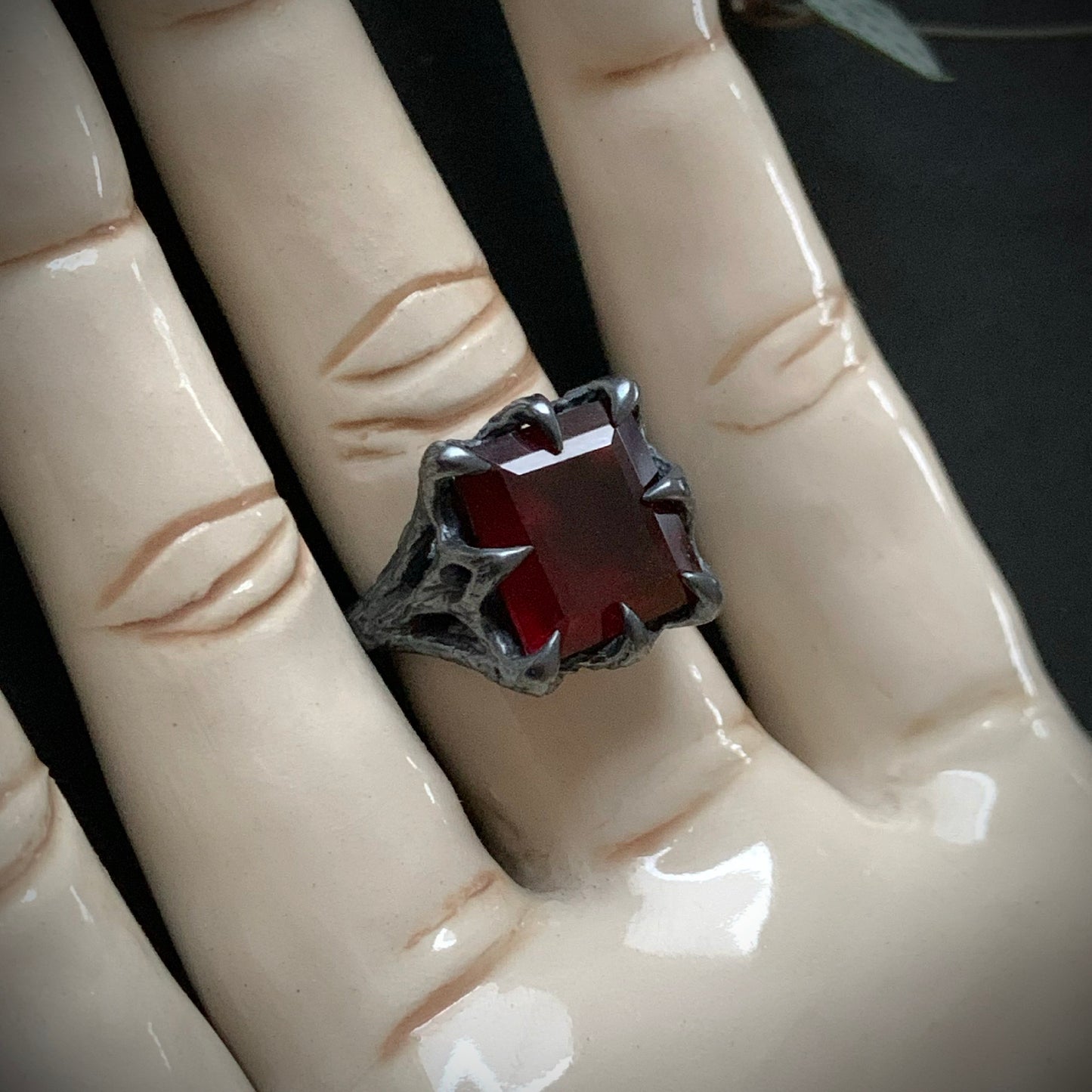 The Dark Embrace Ring - (Garnet and Onyx versions)