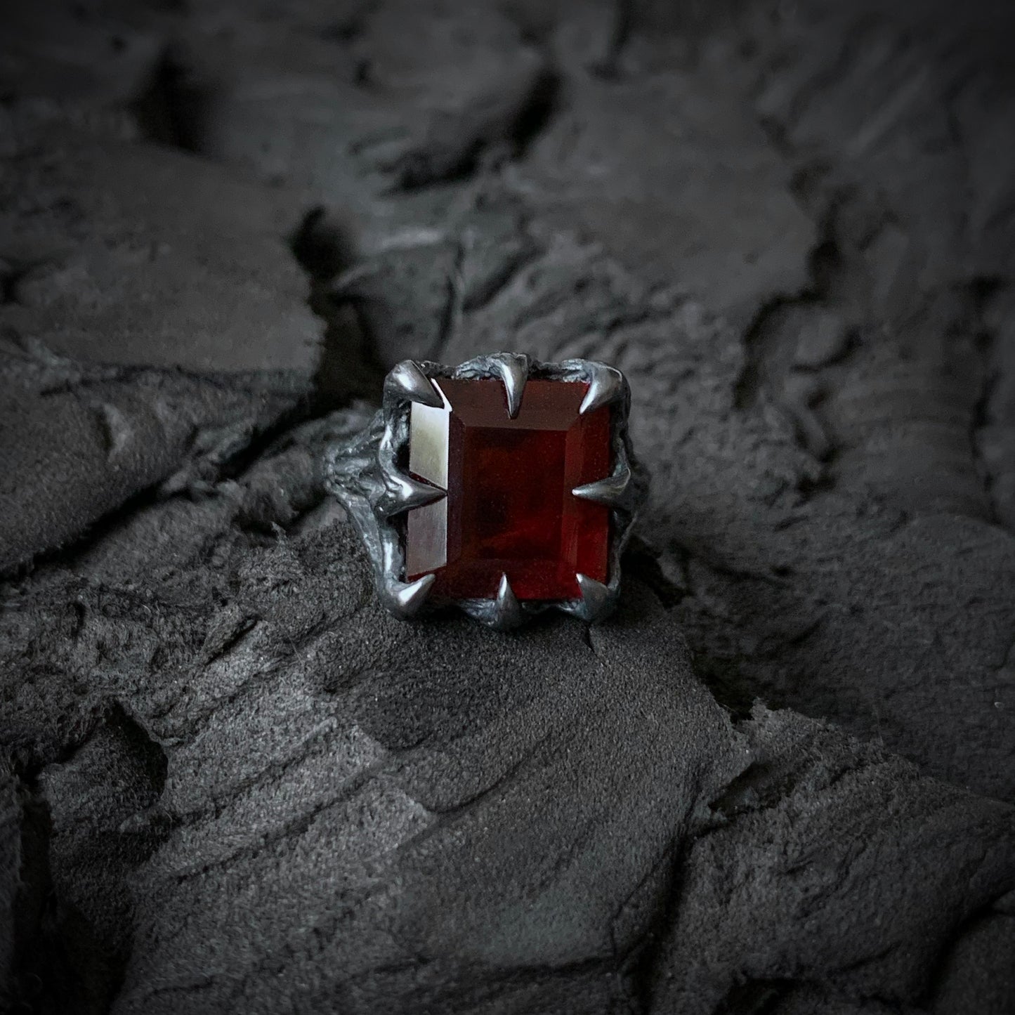 The Dark Embrace Ring - (Garnet and Onyx versions)