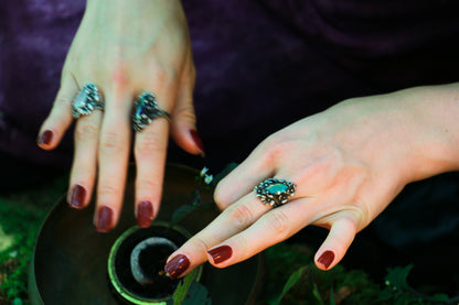 Nightshade Ring (Garnet, Rainbow Moonstone and Grey Moonstone versions)