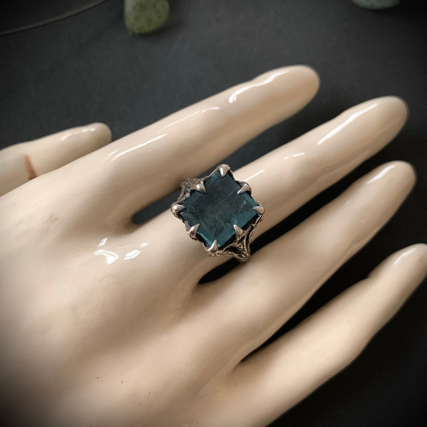 The Dark Embrace Ring (Moss Aquamarine version)