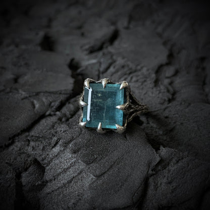 The Dark Embrace Ring (Moss Aquamarine version)