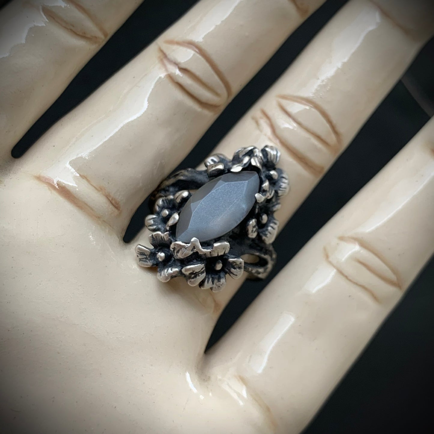 Nightshade Ring (Garnet, Rainbow Moonstone and Grey Moonstone versions)