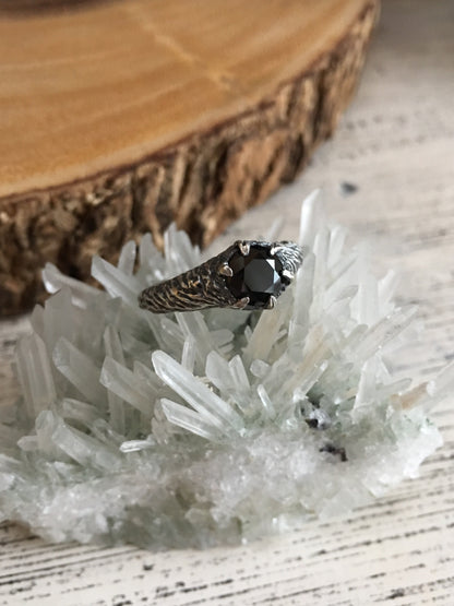 Forest Nymph Ring - size 9.25 - Black CZ - Ready to Send