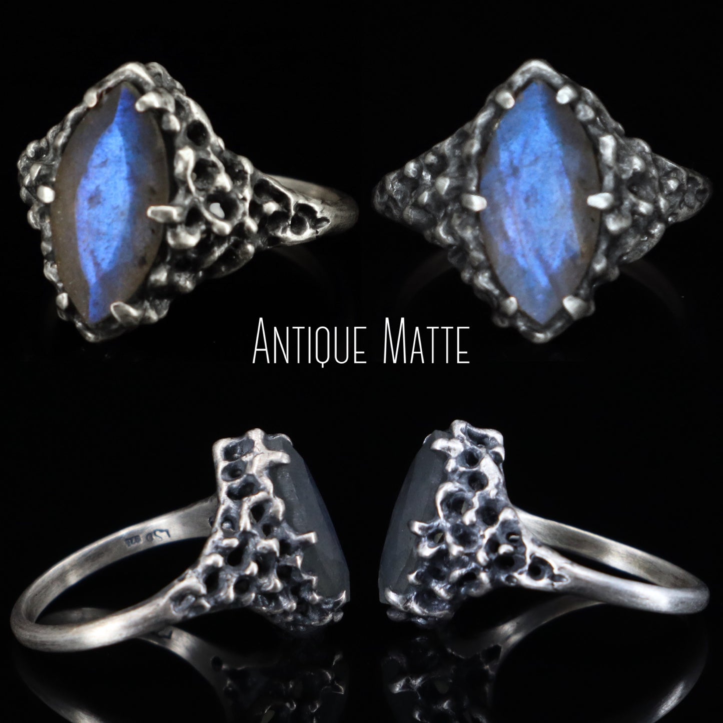 Aphrodite Ring (Labradorite and Rainbow Moonstone)