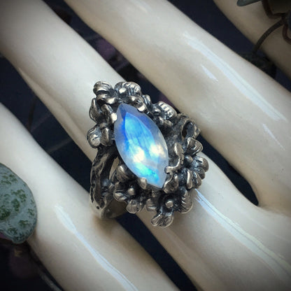 Nightshade Ring (Garnet, Rainbow Moonstone and Grey Moonstone versions)