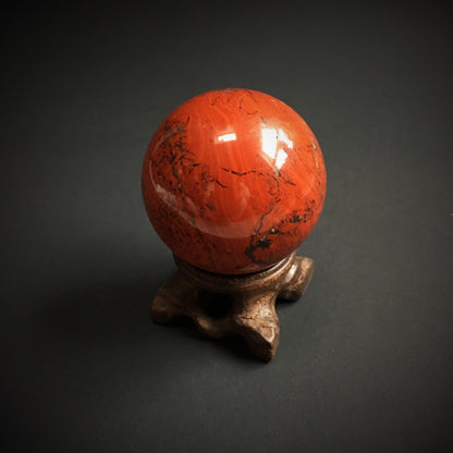 Snakeskin Jasper Ball with Wooden Stand