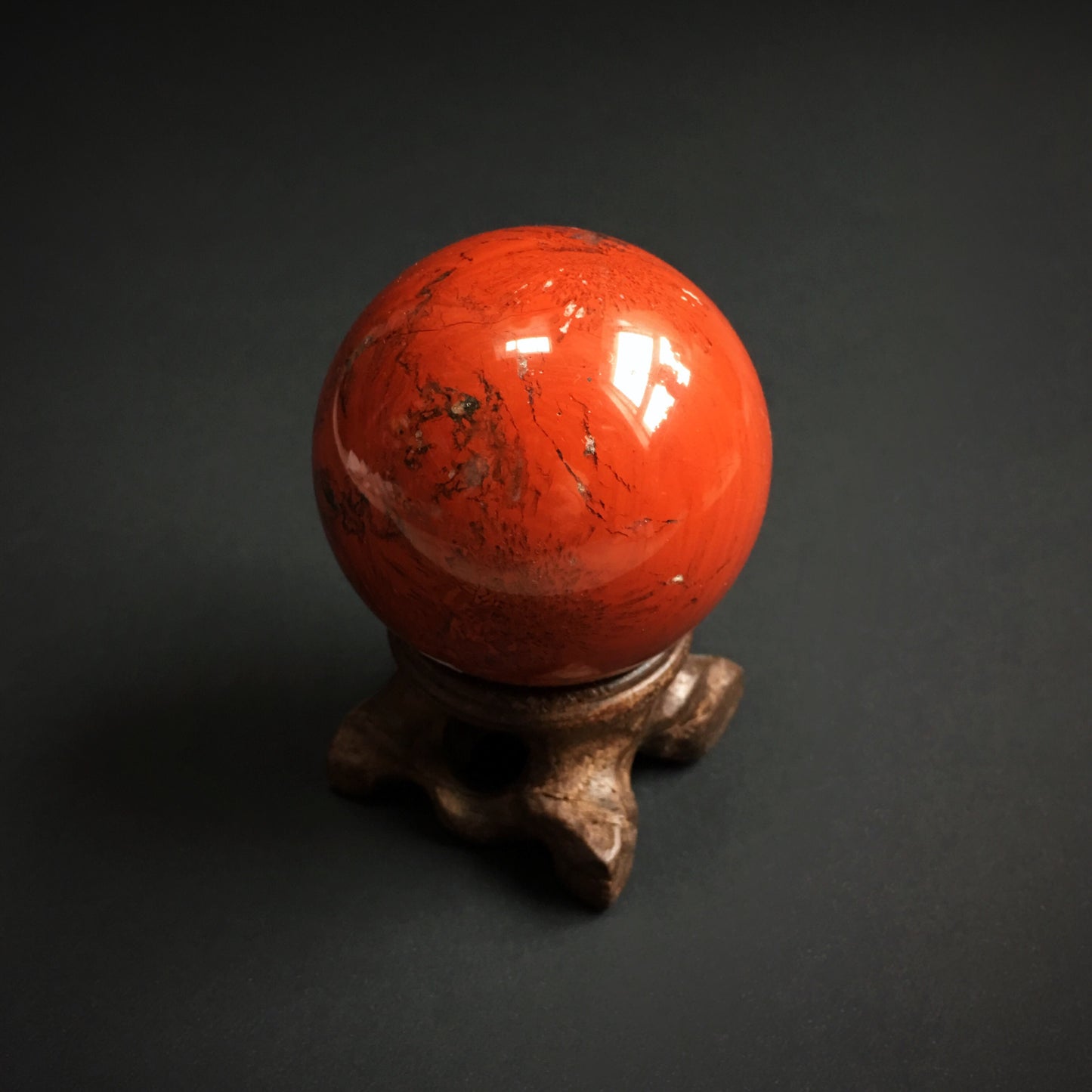 Snakeskin Jasper Ball with Wooden Stand