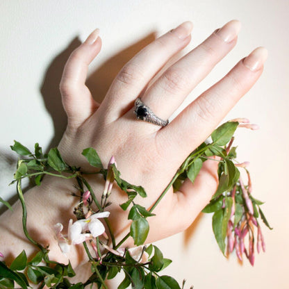 Forest Nymph Ring - size 9.25 - Black CZ - Ready to Send