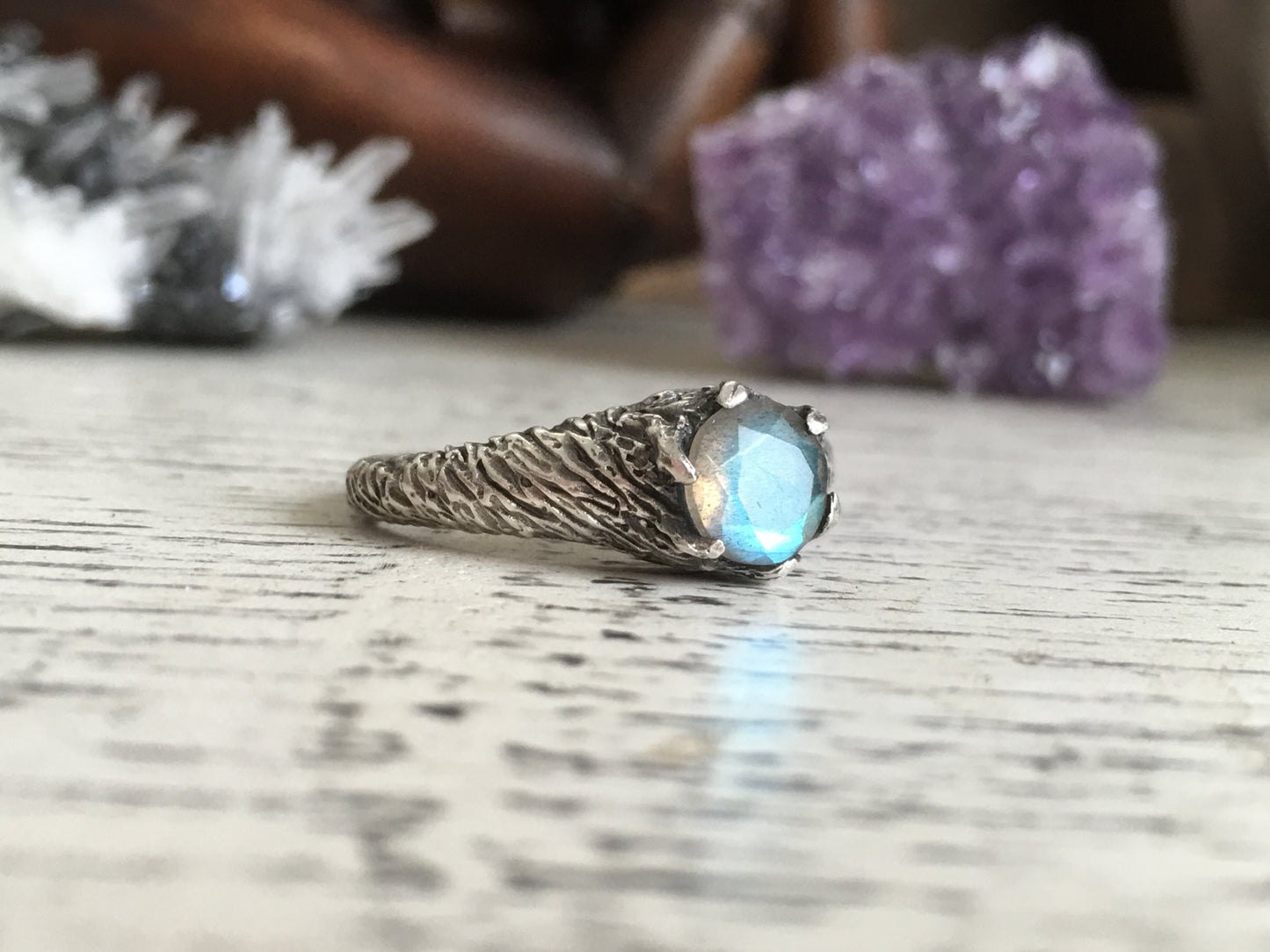 Forest Nymph Ring - (Moonstone, Labradorite, Moss Aquamarine and Black CZ versions)